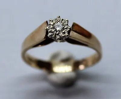 Vintage 9ct Yellow Gold Diamond Ring Size I 1/2 • $115.63