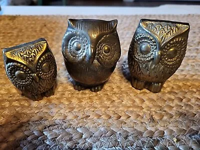 Vintage Bronze Owl Set • $28
