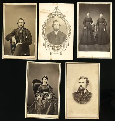 Lot Of (5) 1860s CDV Photos Iowa & Illinois Photographers Civil War Era • $75.43