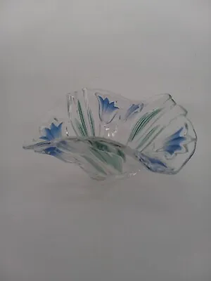 Vintage Mikasa Blue Tulip Glass Bowl Trinket Dish • $19.90