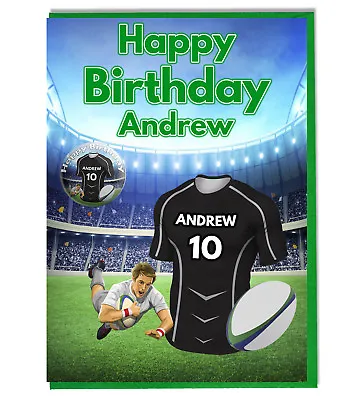 £3.99 • Buy Personalised Rugby Shirt Birthday Card And Badge - Glasgow Warriors Colours