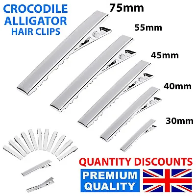 £1.65 • Buy 50 100x Small Medium Lot Silver Crocodile Alligator DIY Bow Blank Hair Clips UK