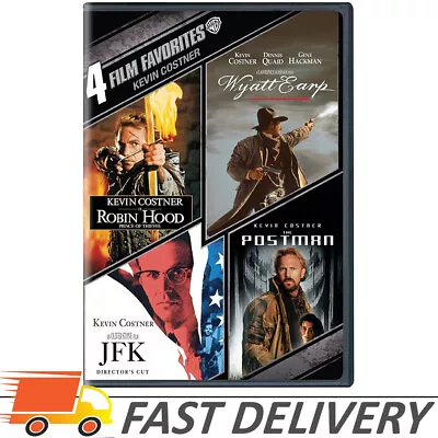 4 Film Favorites: Kevin Costner (Robin Hood JFK Wyatt Earp The Postman) [DVD] • $17.51