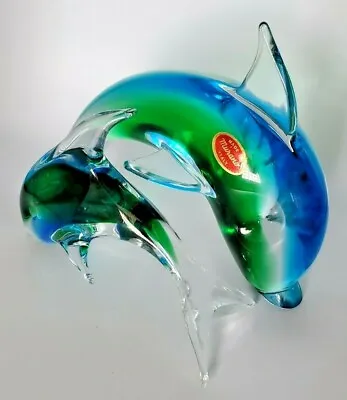 Large Vintage Murano Dolphin New With Free Baby Never Used  • $99.99
