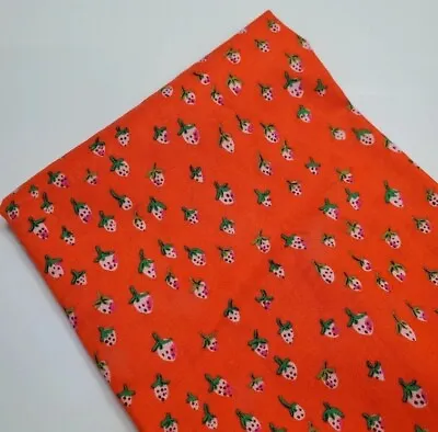 Heather Ross Fabric Trixie Strawberries Orange Sew Quilt Craft FAT QUARTER  • $11.90