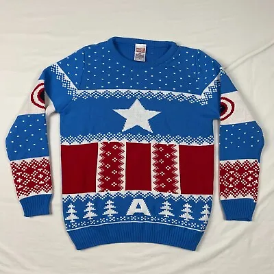 Marvel Captain America Ugly Christmas Sweater M Crew Numskull Xmas Knit Super • $14.70