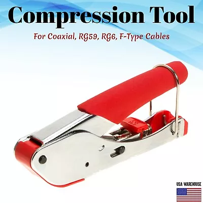 Compression Tool RG58 RG59 RG6 F BNC RCA Coax Crimper Coaxial Cable Connector • $11.99