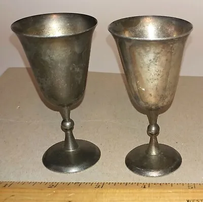 2 Vintage Miniature Chalice Goblets – Silver. Shot Size 3 1/2  Tall • £6.39