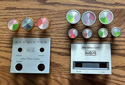 2 Vintage RCA Victor New Vista Color TV Badge Name Plates And 10 Color/Tint Knob • $37.50