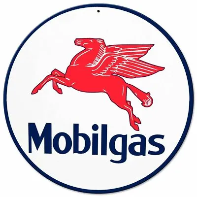 Mobil Mobilgas Horse 14  Round Heavy Duty Usa Made Metal Gas Advertising Sign • $72