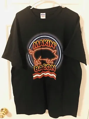 New With Tags Mens Black Makin Bacon T Shirt Pj Top Size XL For Bacon Lovers • $29.95