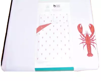 LOBSTER KING Size REVERSIBLE DUVET COVER SET BEDDING NAUTICAL LOBSTERS NEW *READ • £21.99