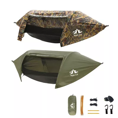 Night Cat Camping Hammock With Rain Fly And Bug Net Hiking Tent Hanging Bed 2024 • $99.99