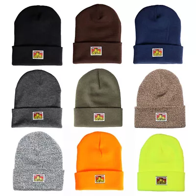 Ben Davis Beanie Unisex Acrylic Cuffed Knit Hat Mens Double Layered Casual Cap • $24.88