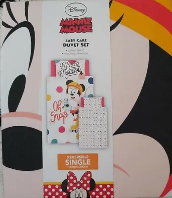 Disney Minnie Mouse Single Duvet Cover Set Brand New • £18