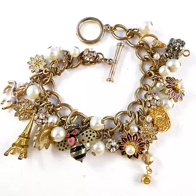 Vintage Souvenir Charm Bracelet Bee Flower The Vatican Library Collection Charm • $16.88