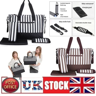£6.99 • Buy Baby Nappy Changing Bag Mommy Shoulder Bag Diaper Bag Buggy Pram Striped SB02