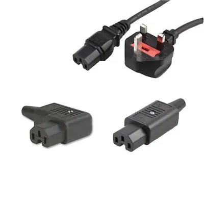 3 Pin Plug To Iec C15 Hot Mains Power Cable Kettle Lead Connector Adapter 10a • £5.99