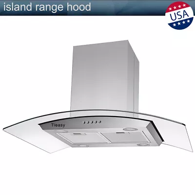 36  Stainless Steel Island Mount Range Hood 900CFM Tempered Glass 3-speed Motor • $289.99