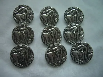  GREY PEWTER EFFECT   MAN ON HORSE BACK DESIGN METAL  BUTTONS  X 9   FREE P&P • £3.25