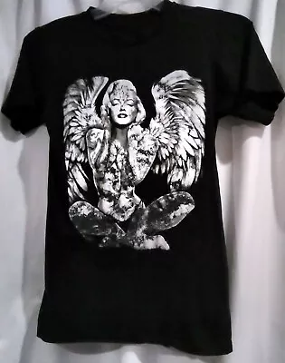 MONROE ANGEL WINGS Black T-Shirt Men's Tee Marilyn Tattoo Art Sexy Angel G172 • $3.99