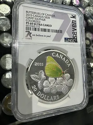 2015 Butterflies Of Canada Giant Sulphur Colorized PF 69 Ultra Cameo Loc 6 • $239.99