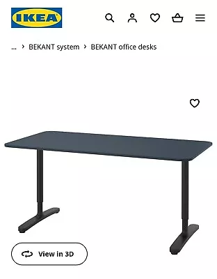 IKEA Bekant Desk - Blue & Black 160x80 Cm - Height Adjustable - Sturdy • £20