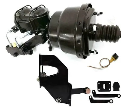 8  Dual BLACK Power Brake Booster Master Cylinder Disc Disc Kit Mopar A B E Body • $217.65