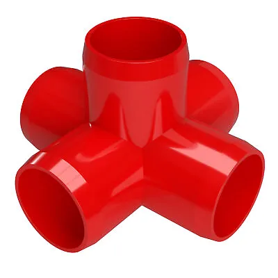 3/4  5-Way PVC Cross Fitting Red (8-PK) FORMUFIT Furniture Grade Made In US • $30.99