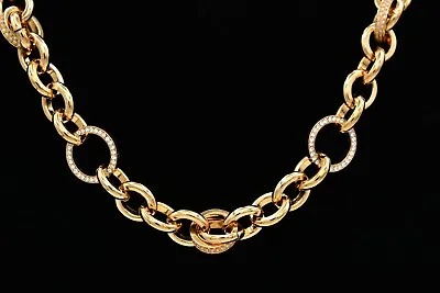 Michael Kors Chain Necklace Circle Links Rings Rhinestone Heavy Chunky BinN • $63.96