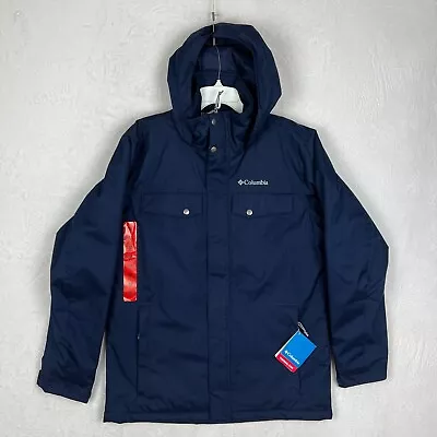 Columbia Mens Jacket NWT Size Medium Navy Blue Therma Coil Hooded • $49.95
