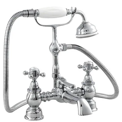 Traditional Victorian Edwardian Deck Mounted Bath Shower Mixer Tap Chrome • £87.99