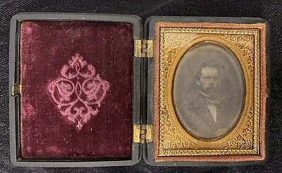 Daguerreotype 9th Plate Distinguished Bearded Man Union Thermo Case Berg 3-366 • $49.95