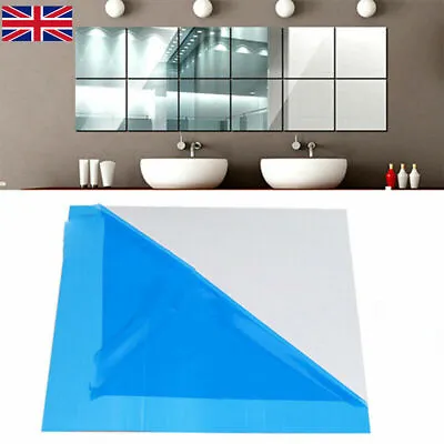 £3.99 • Buy 32X Glass Mirror Tiles Wall Sticker Square Self Adhesive Stick On Art Home Decor