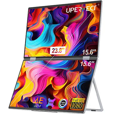 UStation Δ/Delta-15.6  Folding Monitor Dual Portable Display Bult-in Stand VESA • $359.99