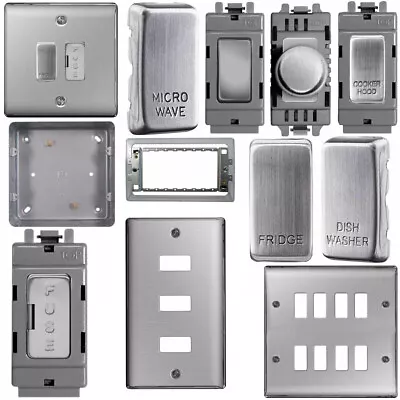 £4.54 • Buy BG Nexus Metal Grid Plate Switch Components Brushed Steel Satin Chrome NBS Range