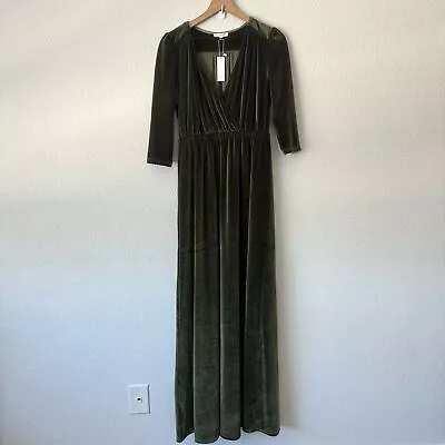 NWT Baltic Born Women's Large Sofia Velvet Maxi Dress In Olive Wedding Maternity • $58.95