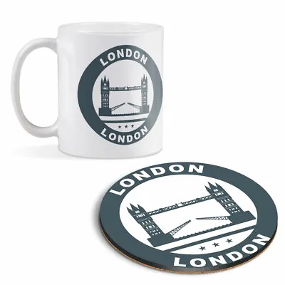 Mug & Round Coaster Set - London UK England Tower Bridge UK #5629 • £9.99