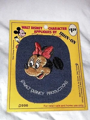 Vintage Walt Disney Minnie Mouse Blue Jean Denim Iron-On Patch Appliqué U.S.A. • $19.95