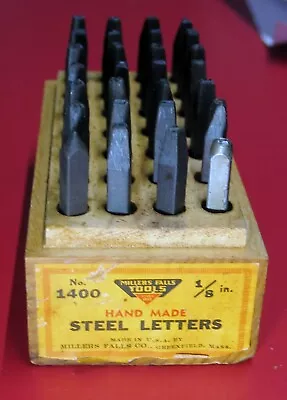 Vtg Millers Falls No 1400 1/8  Metal Steel Die Letter Stamps Complet Set W/ Case • $40