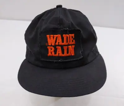 Wade Rain Vintage Mesh Adjustable Snap Back Trucker Hat Black Orange USA Made • $17.95