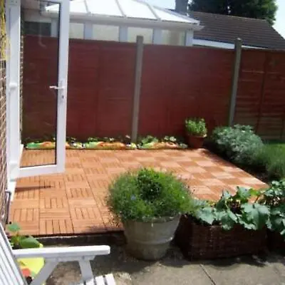 Garden Decking Tiles Interlocking Wooden (30 X 30cm) - Anti Slip Patio Flooring • £37.99