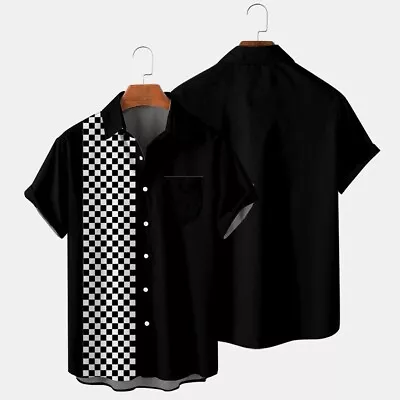 £19.38 • Buy Mens Premium Retro Classic Two-Tone Guayabera Bowling Casual Dress Shirt M-3XL