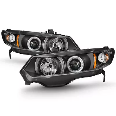 Fit 06-11 Civic 2Dr Coupe Black Dual Halo LED Projector Headlights LX EX DX SI • $167.37