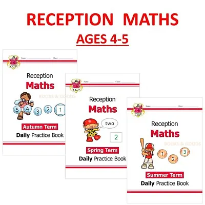 Reception Ages 4-5 Maths Daily Practice Books 3 Books Bundle With Answers Cgp • £18.99