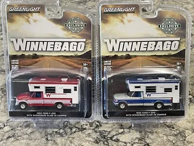 GREENLIGHT Set Of Two (2) Ford F-250 With Winnebago Slide-In Camper 1/64 • $19.98