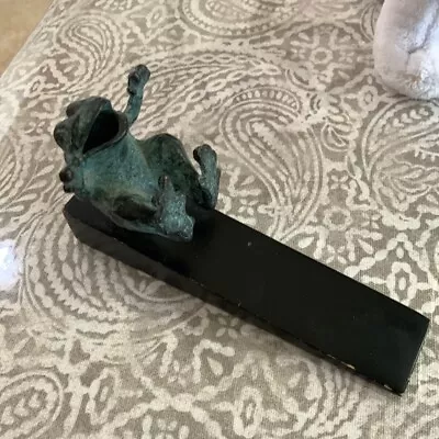 SPI Home On Slide Frog. Virdigris Patina Metal Sculpture Vintage. • $16
