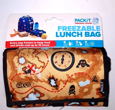$16 • Buy NEW PACKIT Freezable Insulated Personal Cooler Lunch Box Bag Pirate Treasure Map