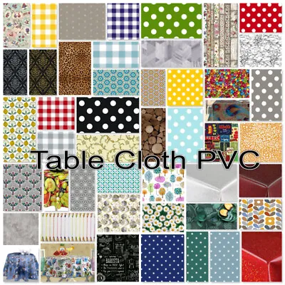 ⭐ By The Metre Table Cloth PVC Plastic OilCloth Waterproof Fabric - CUT TO SIZE • £7.99