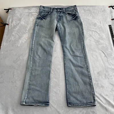 Montana Jeans Mens 34 (36/33) Blue Denim Wide Leg Y2K Grunge Acid Wash 5 Pocket • $17.89